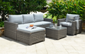 Marbella Grey 5 Seater Chaise Garden Sofa and Armchair Lounge Set