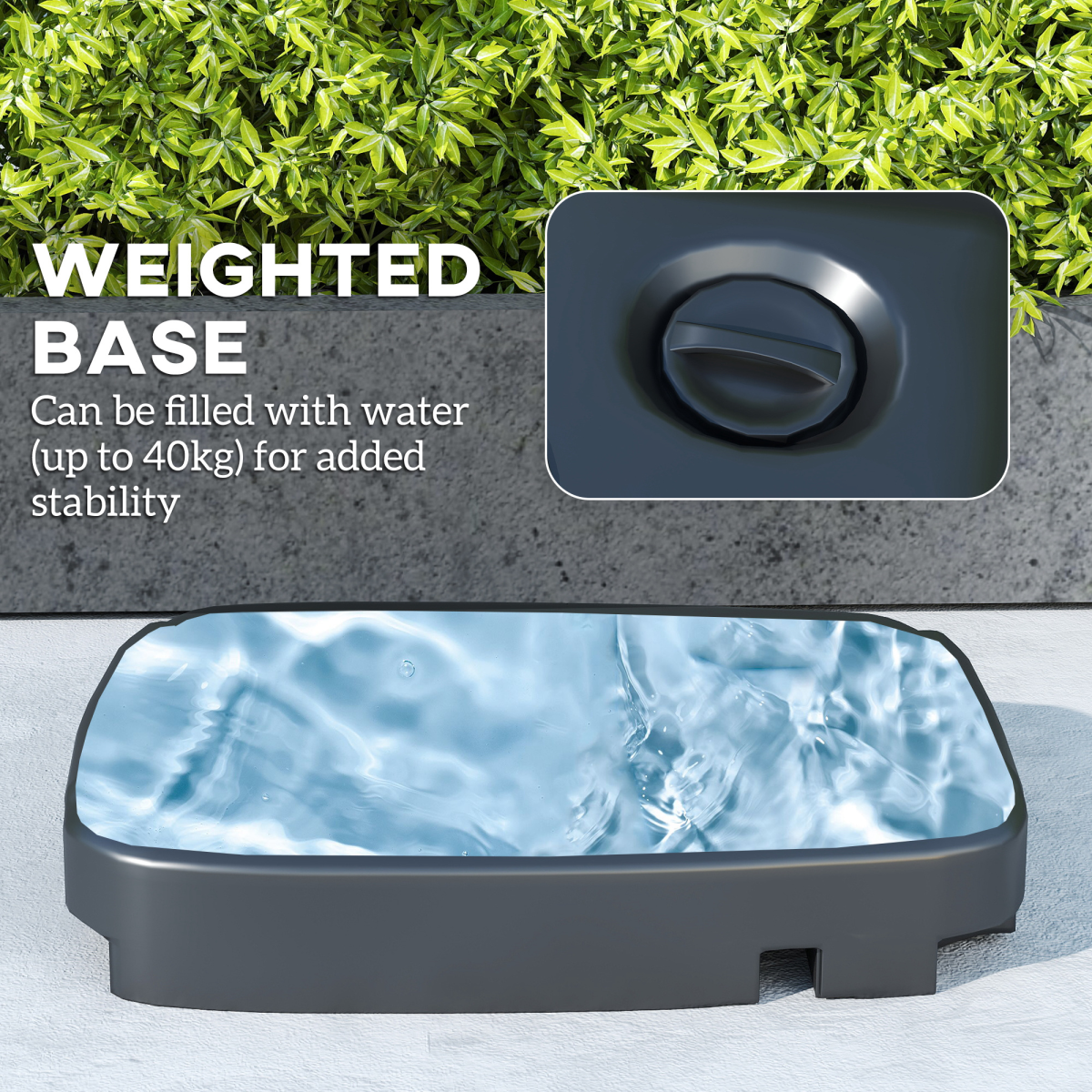 Outsunny Garden Cantilever Parasol w/ Weighted Base Tilt Crank