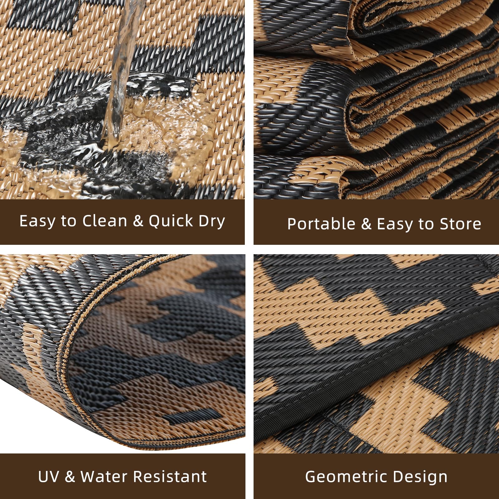 Enipate Geometric Outdoor Rugs for Patios Clearance, 152x 244cm(5x8ft) Reversible & Easy Cleaning Patio Decking Rug, Portable Comfortable Woven Garden