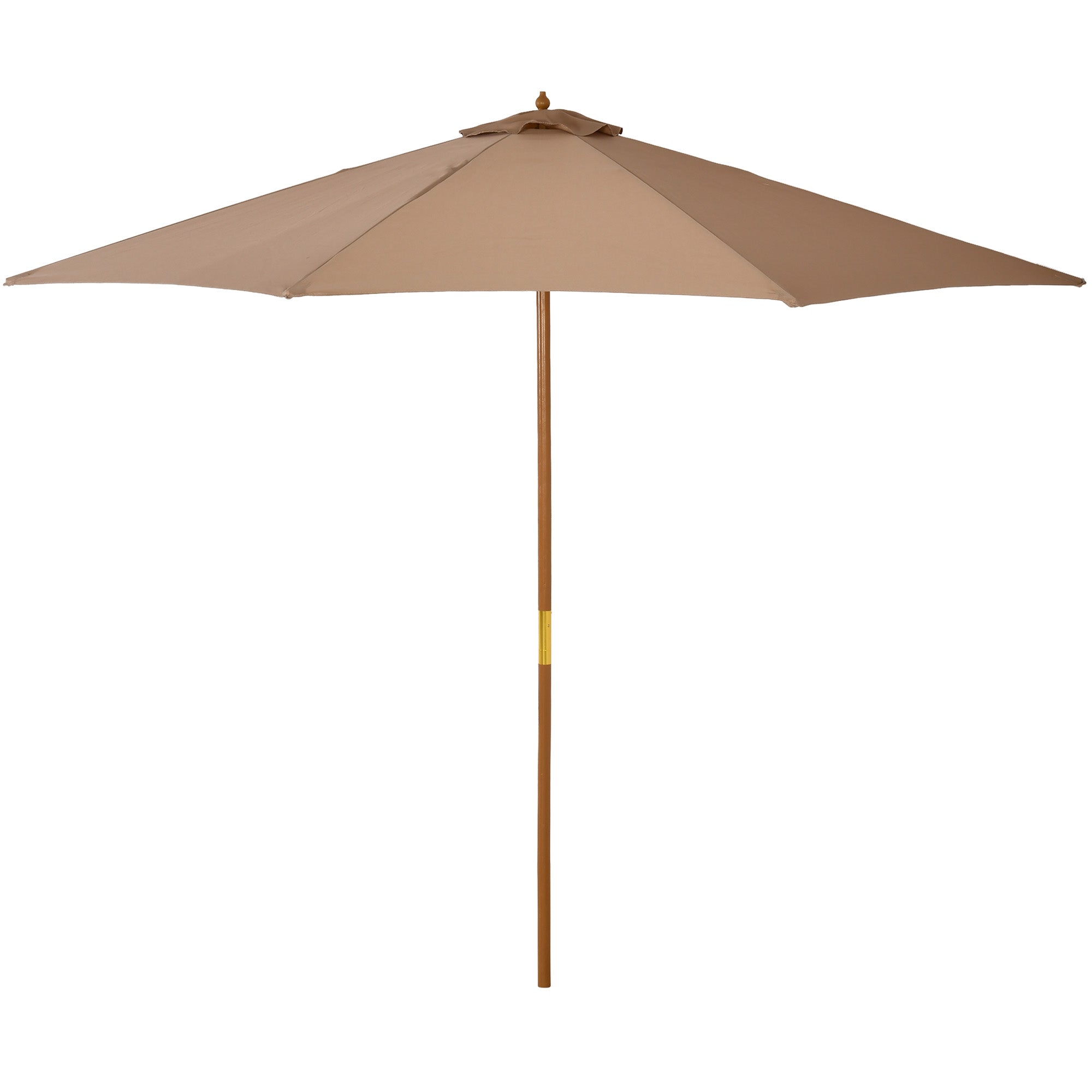 Outsunny 3(m) Wooden Garden Parasol Sun Shade Outdoor Umbrella Canopy Khaki
