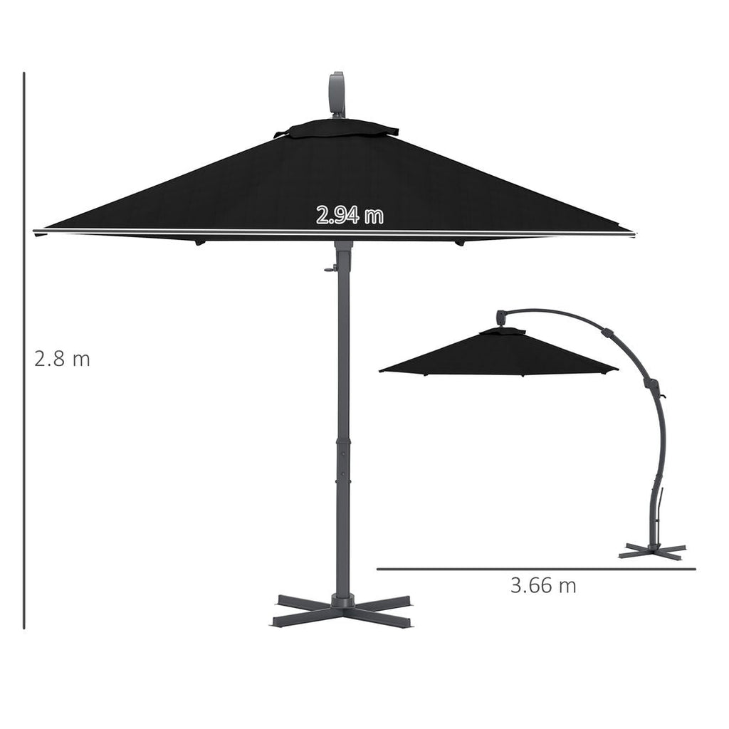 Outsunny 3(m) Garden Cantilever Parasol with Crank Aluminium Frame