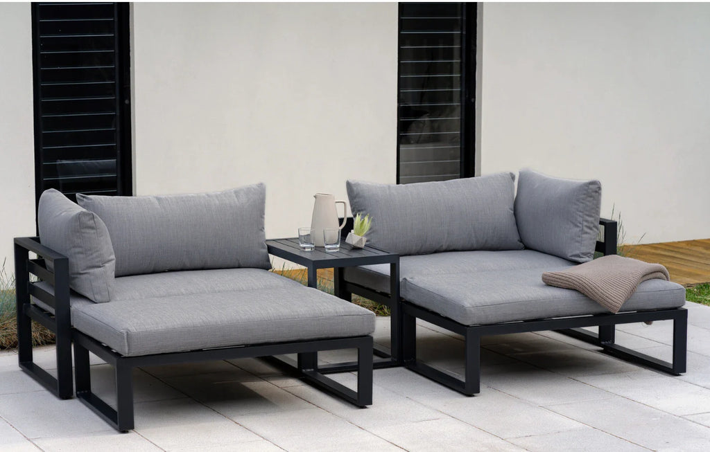 Santorini Grey 4 Seater Modular Aluminium Lounge Set with Side Cushions