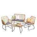 Neo Grey Bamboo Style Garden Sofa, Table & Chairs 4 Piece Set