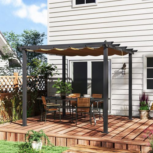 Outsunny 3 x 3(m) Aluminium Pergola with Retractable Roof, Garden Gazebo