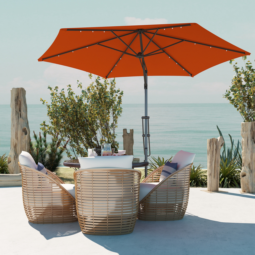 Outsunny 3(m) Cantilever Garden Parasol Umbrella W/ Solar LED