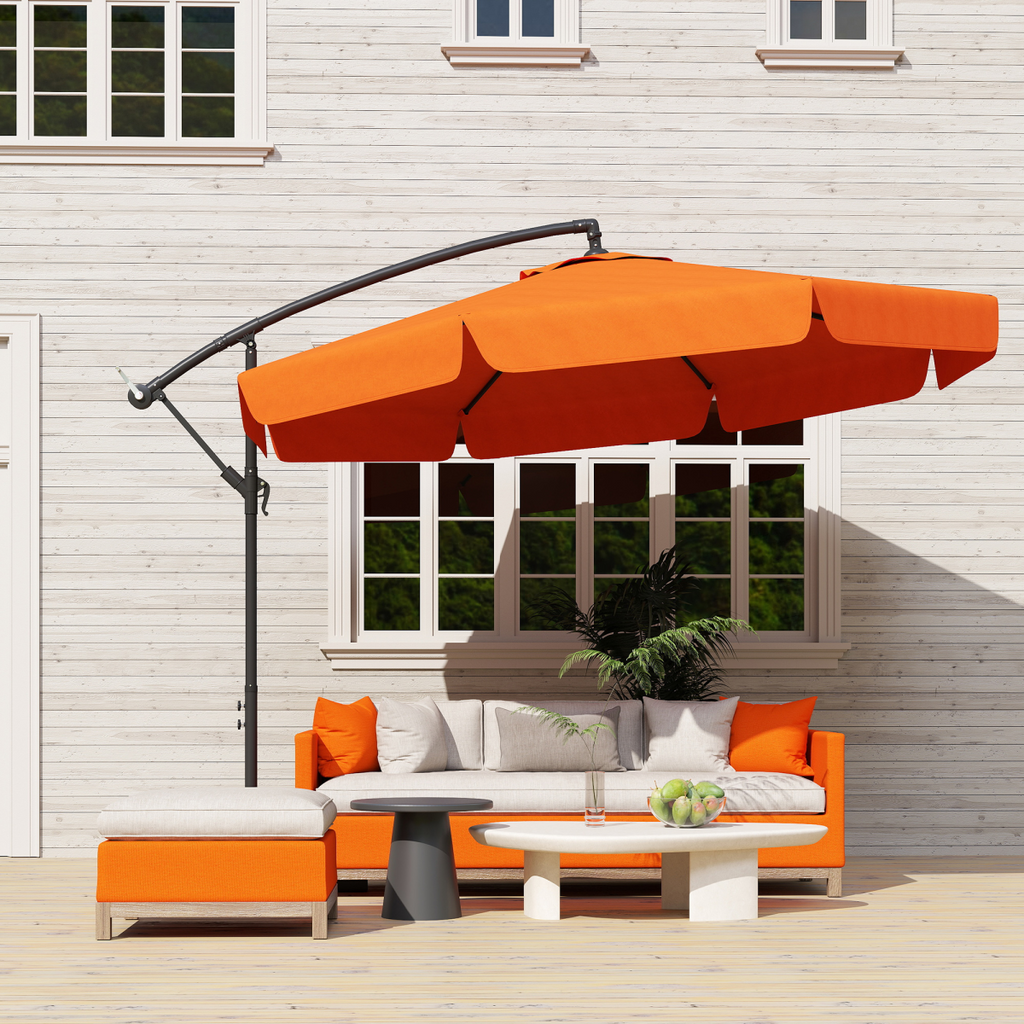 Outsunny 2.7m Garden Cantilever Banana Parasol Sun Shade w/ Crank