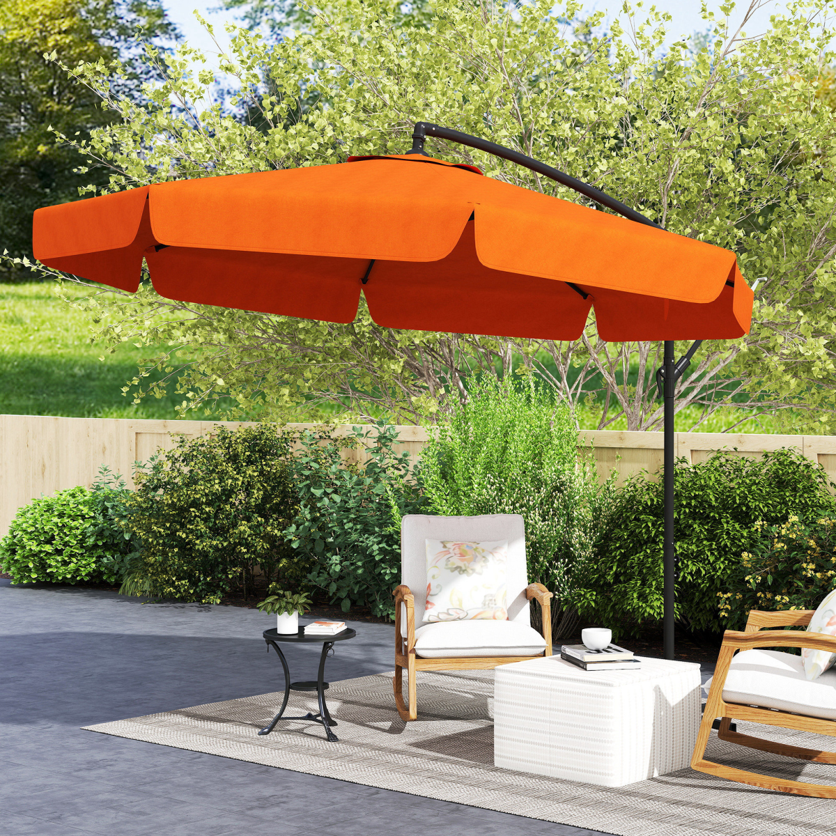 Outsunny 2.7m Garden Cantilever Banana Parasol Sun Shade w/ Crank