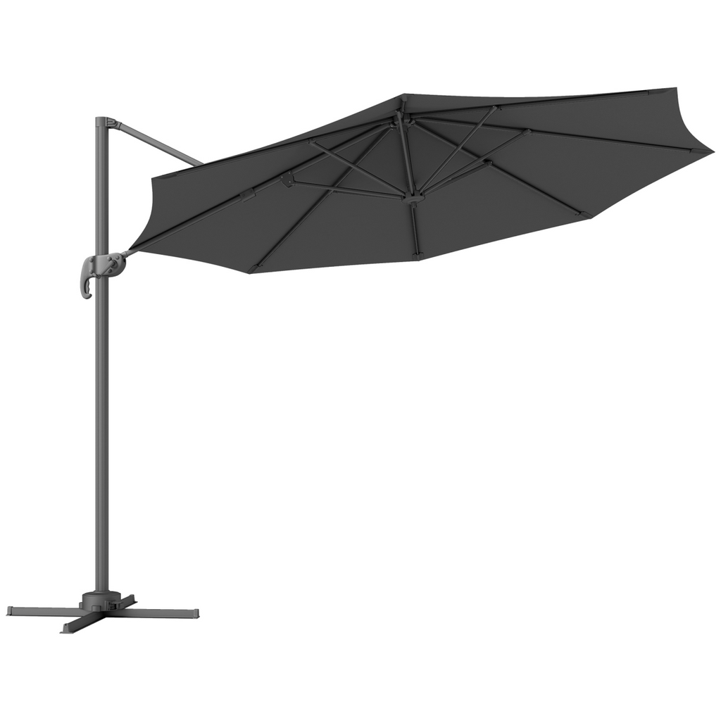 Outsunny 3 x 3(m) Cantilever Parasol Garden Umbrella with Cross Base