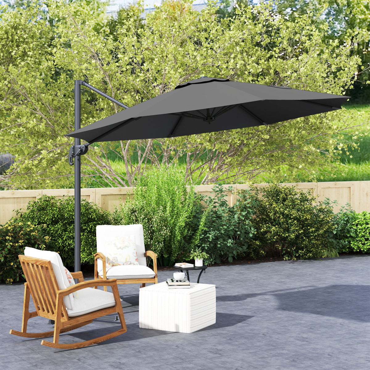 Outsunny 3 x 3(m) Cantilever Parasol Garden Umbrella with Cross Base