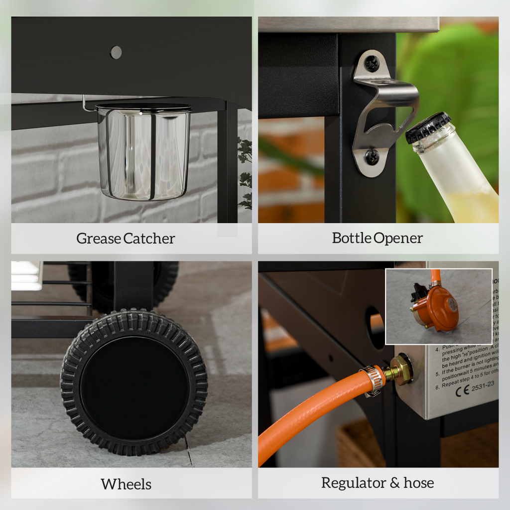 Outsunny Gas Grill and Plancha with 6+1 Burners for Garden Party Festival