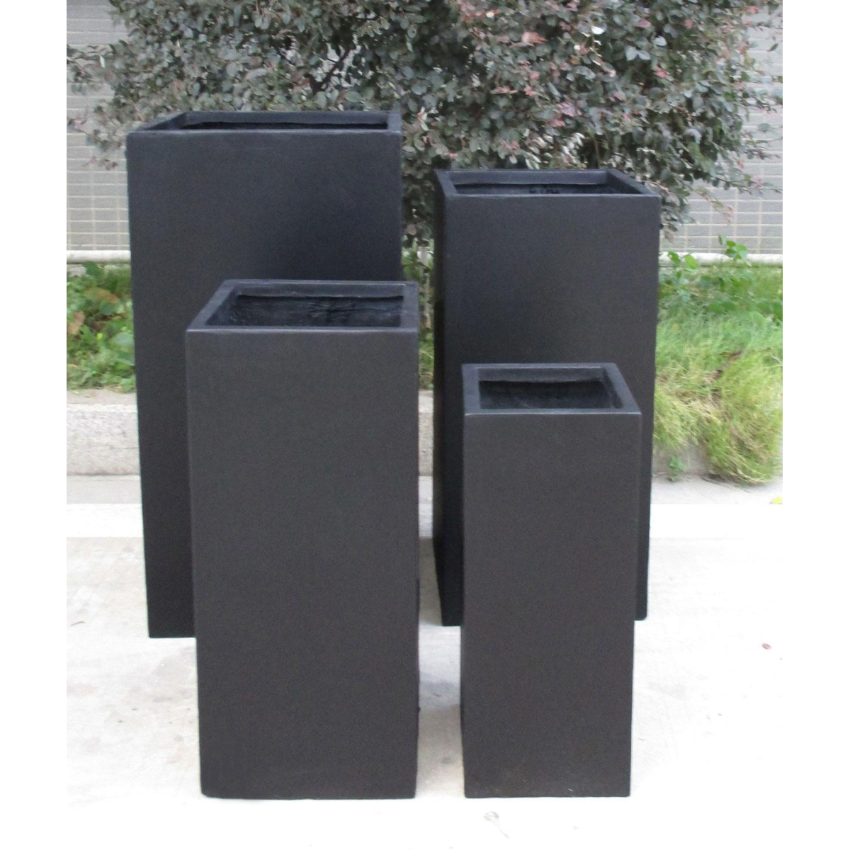 IDEALIST Lite Contemporary Faux Lead Light Concrete Garden Tall Square Planter, Outdoor Plant Pot H50 L21 W21 cm, 22L