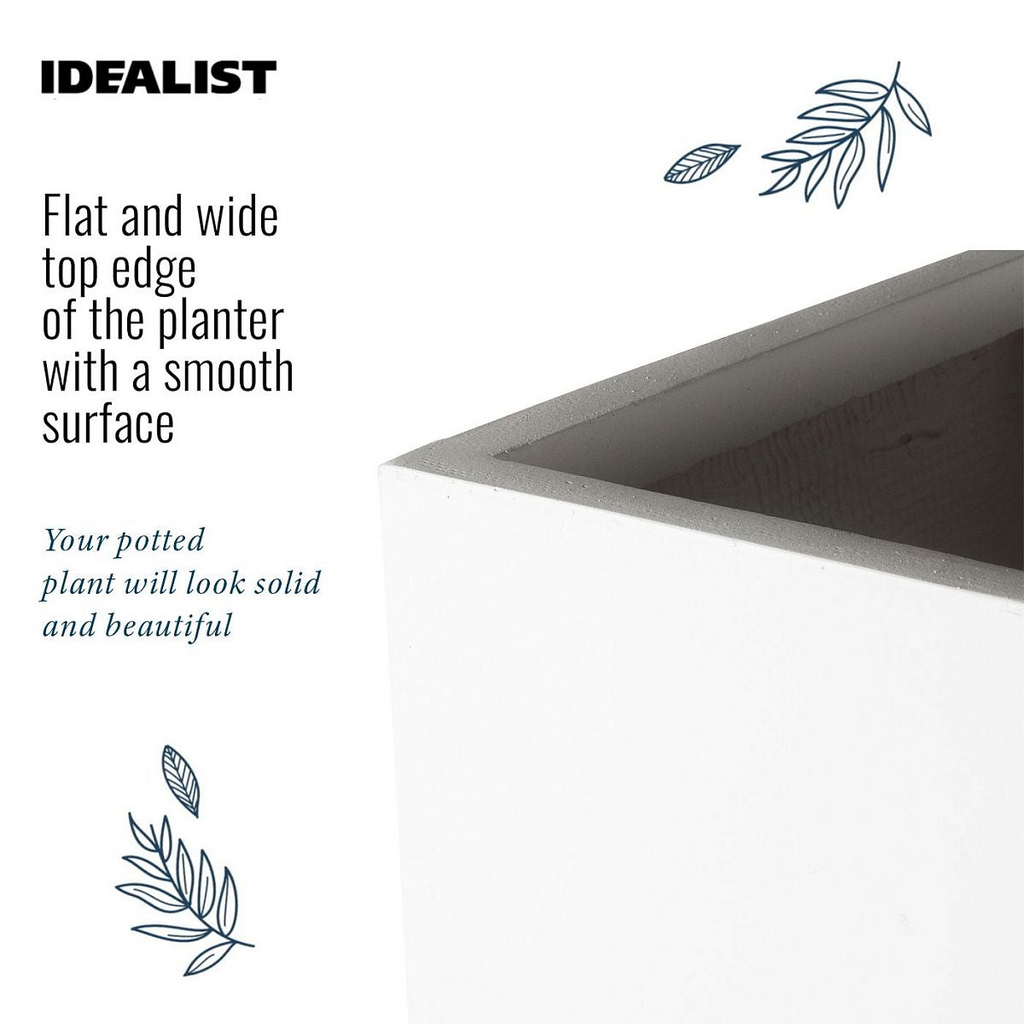 IDEALIST Lite Contemporary Flower Box Square Garden Planter, Faux Lead Concrete Outdoor Large Plant Pot H40 L40 W40 cm, 65L