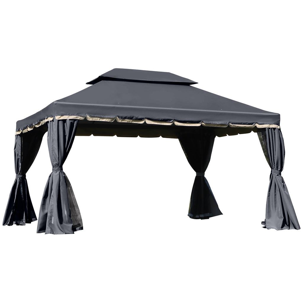 Outsunny 3x4m 2-Tier Gazebo Aluminium Garden Marquee Party Tent