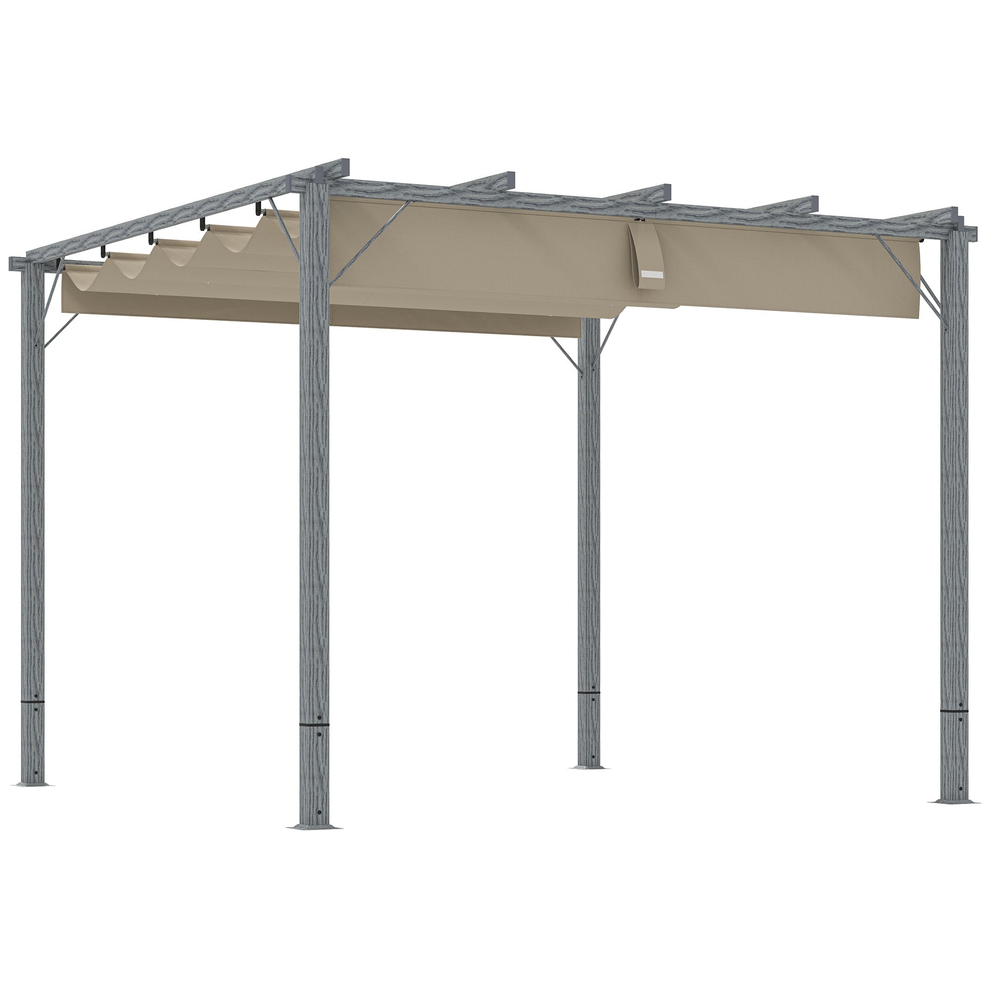Outsunny 3 x 3(m) Aluminium Garden Pergola with Retractable Roof