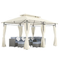 Outsunny 3 x 4m Garden Gazebo with Sides, Double Roof Metal Gazebo