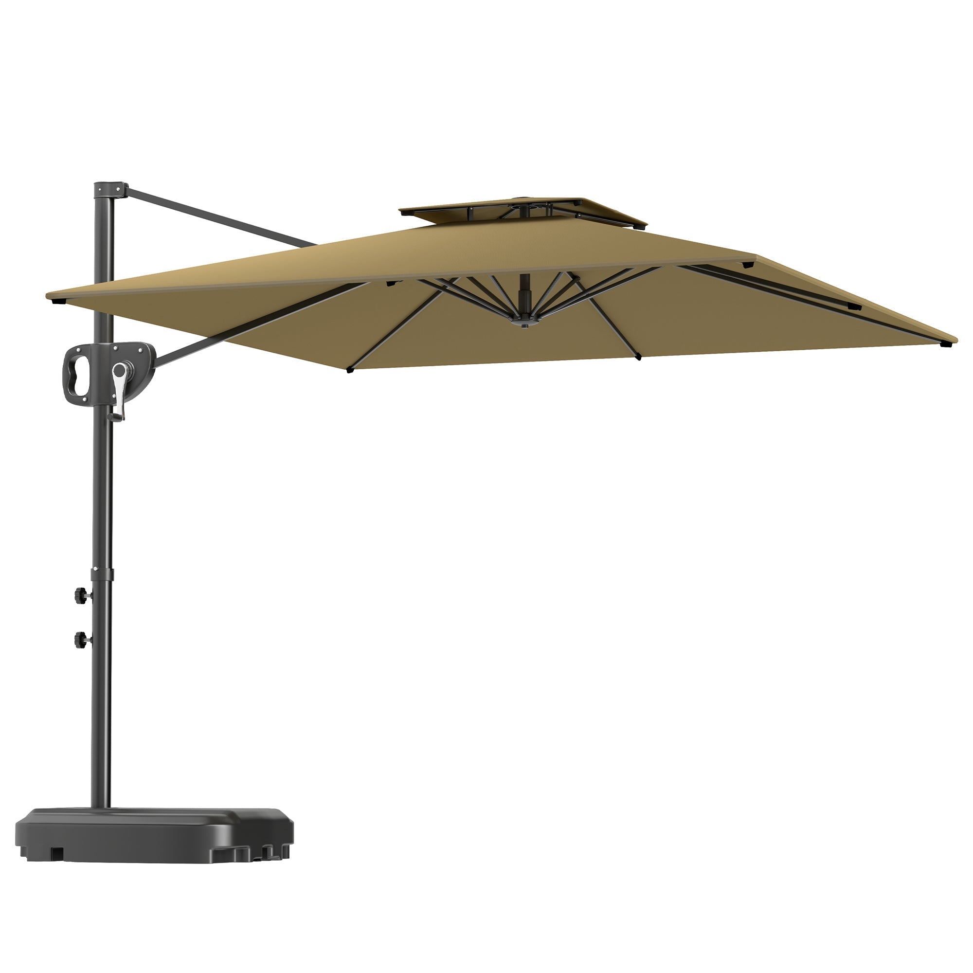 Outsunny Garden Cantilever Parasol w/ Weighted Base Tilt Crank