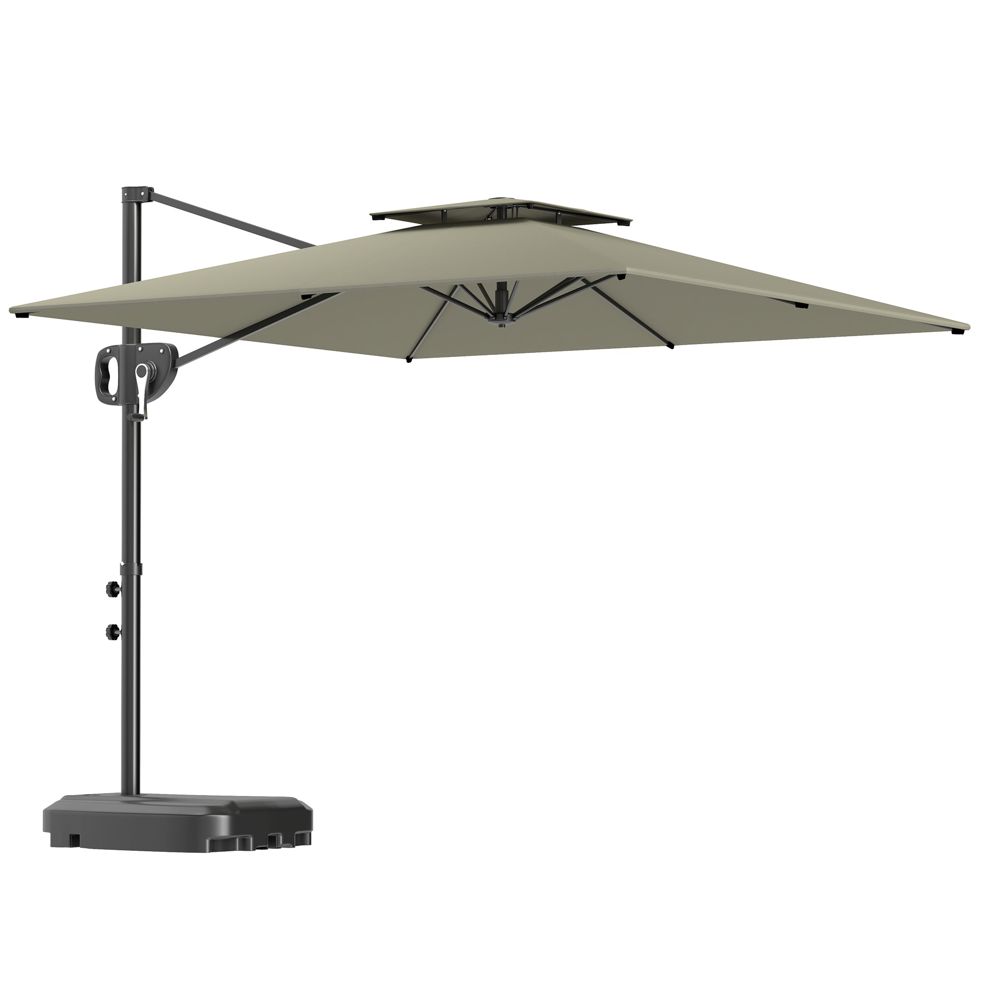 Outsunny Garden Cantilever Parasol w/ Weighted Base Tilt Crank
