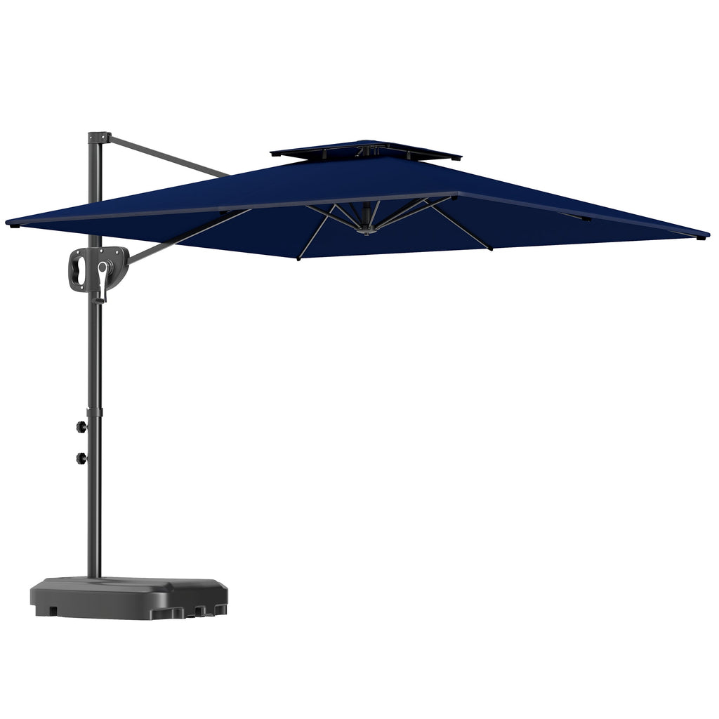 Outsunny Garden Cantilever Parasol w/ Weighted Base Tilt Crank