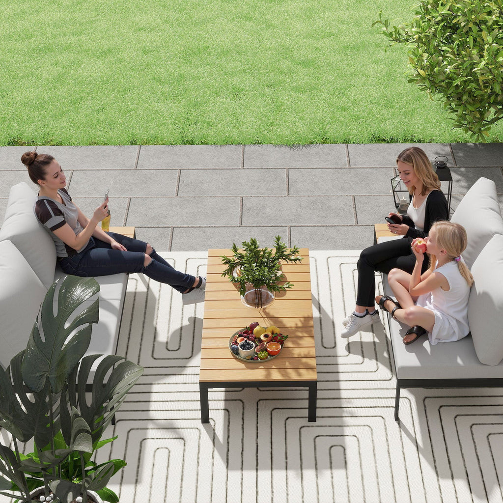 Outsunny 4 Seater Garden Corner Sofa Set with Removable Thick Cushions