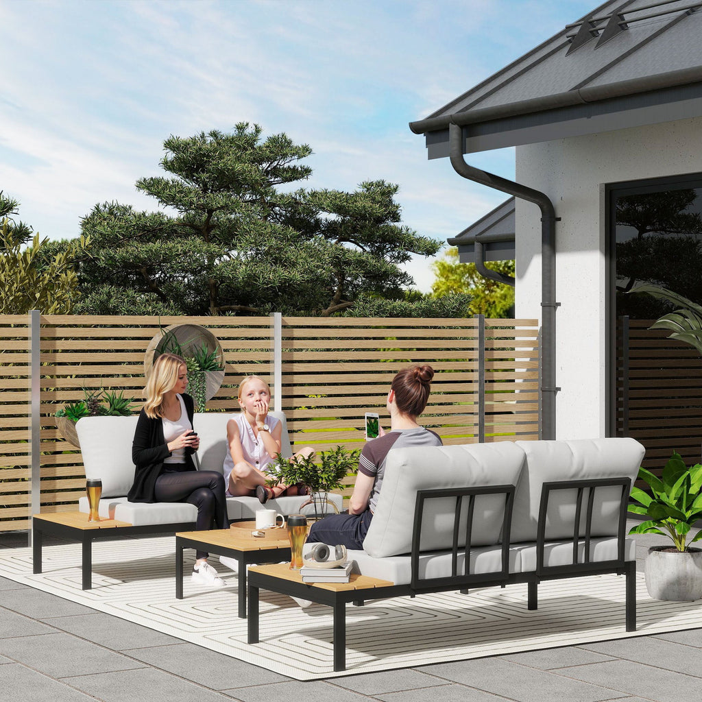 Outsunny 4 Seater Garden Corner Sofa Set with Removable Thick Cushions