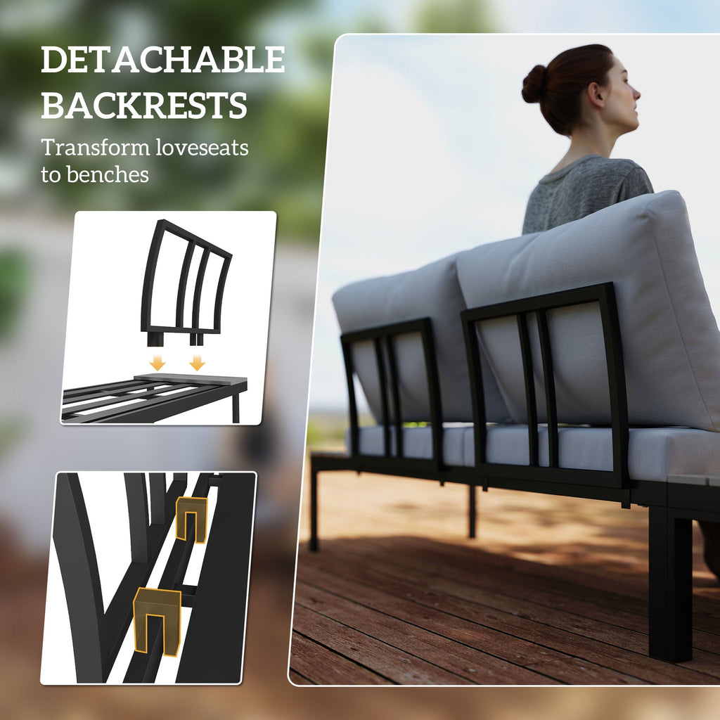 Outsunny 4 Seater Garden Corner Sofa Set with Removable Thick Cushions