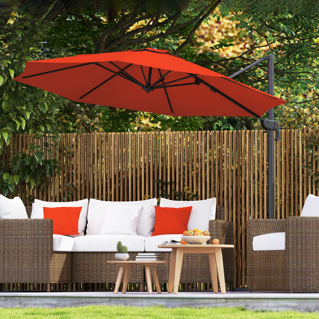 Outsunny 3 x 3(m) Cantilever Parasol Garden Umbrella with Cross Base