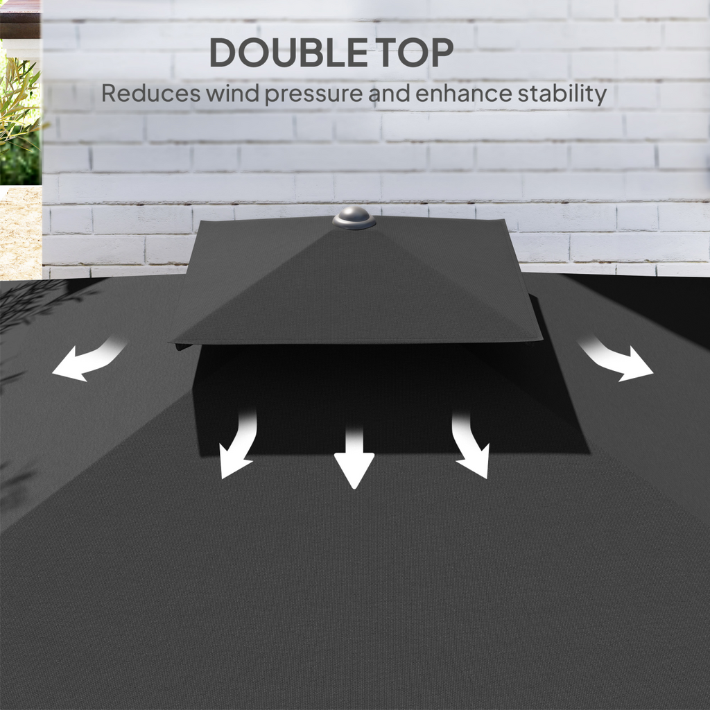Outsunny 2.5m Cantilever Garden Parasol Umbrella with Cross Base