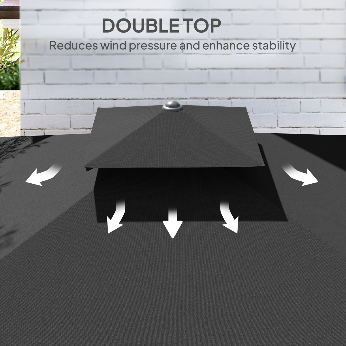 Outsunny 2.5m Cantilever Garden Parasol Umbrella with Cross Base