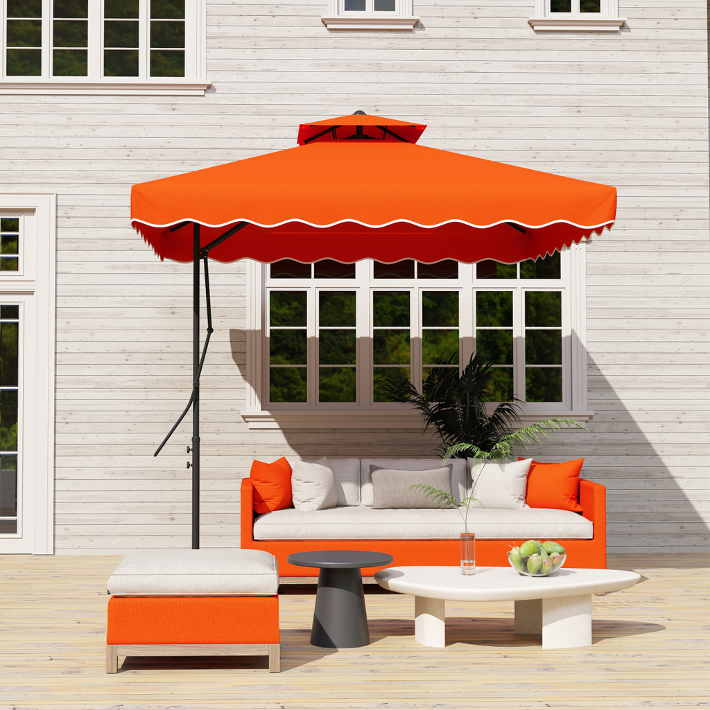 Outsunny 2.5m Cantilever Garden Parasol Umbrella with Cross Base