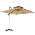 Outsunny 2.5m Cantilever Parasol, Garden Parasol with Lights