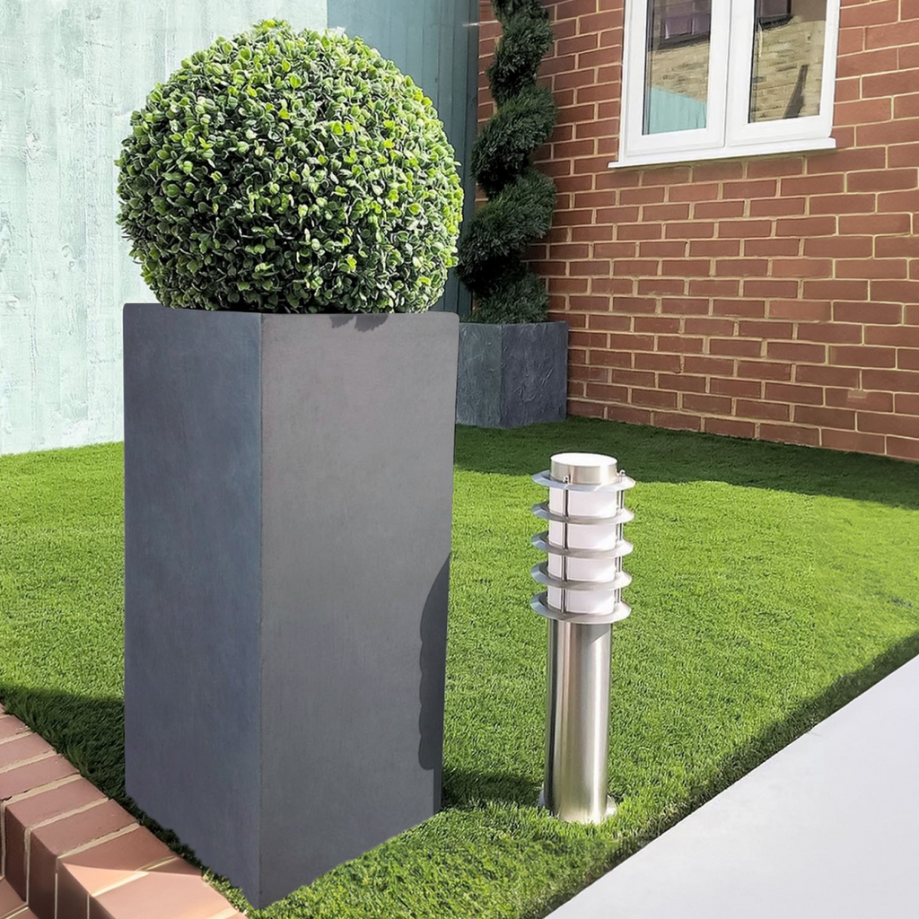IDEALIST Lite Contemporary Light Concrete Garden Tall Square Planter, Outdoor Plant Pot H80 L40 W40 cm, 132L