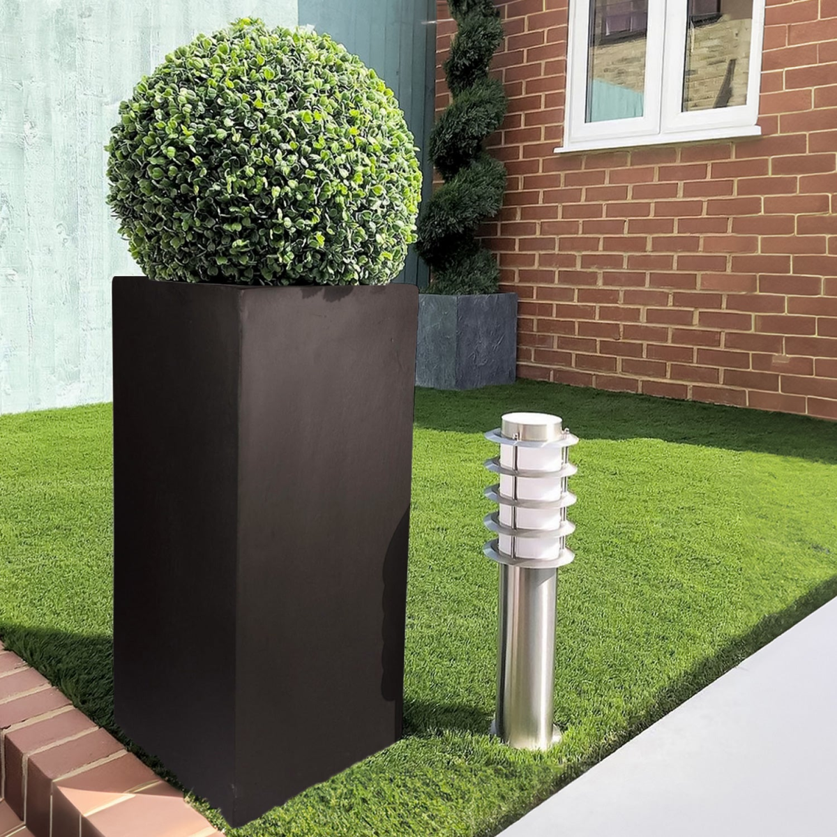 IDEALIST Lite Contemporary Light Concrete Garden Tall Square Planter, Outdoor Plant Pot H80 L40 W40 cm, 132L