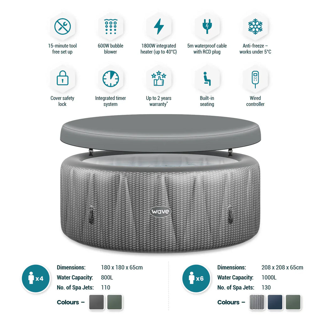 WaveSpa Atlantic Inflatable Hot Tub with Integrated Heater