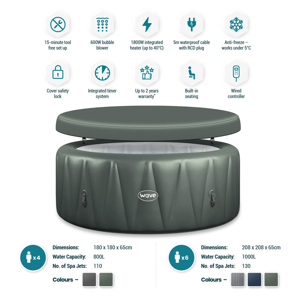 WaveSpa Atlantic Inflatable Hot Tub with Integrated Heater