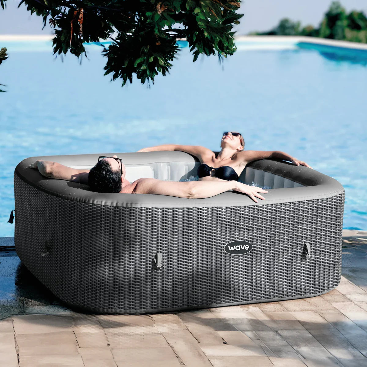 WaveSpa Pacific Inflatable Hot Tub with Integrated Heater – 4–6 Person