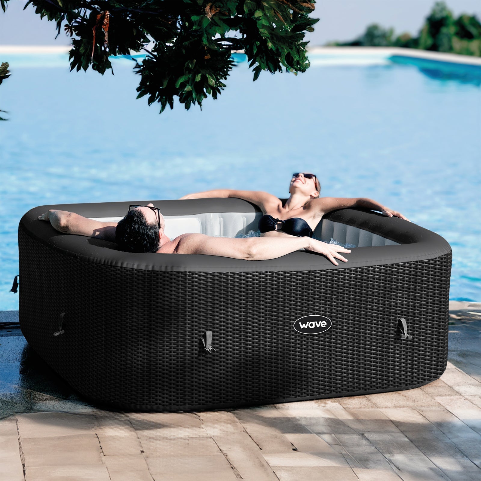WaveSpa Pacific Inflatable Hot Tub with Integrated Heater – 4–6 Person