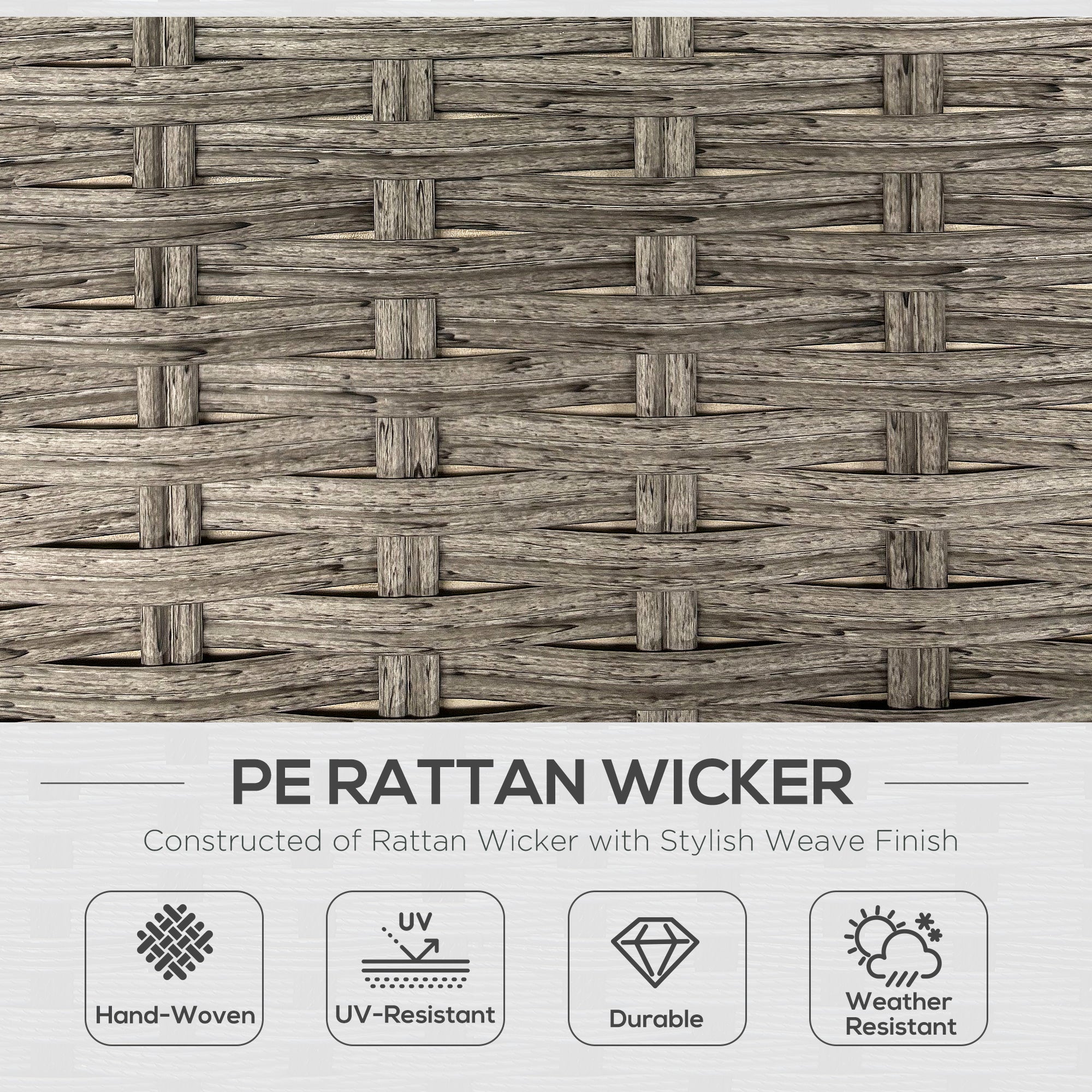 Outsunny 6 PCs Rattan Garden Furniture Sectional Corner Sofa, Light Grey