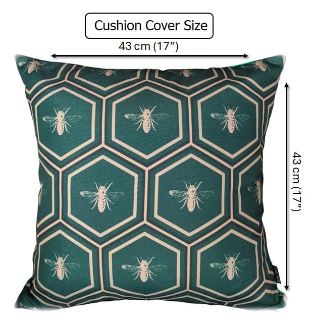 OLIVIA ROCCO Emerald Bees Waterproof Cushion Covers 43 x 43 cm Reversible Breathable Indoor Outdoor Decor For Patio Garden Sofa Bed Chair