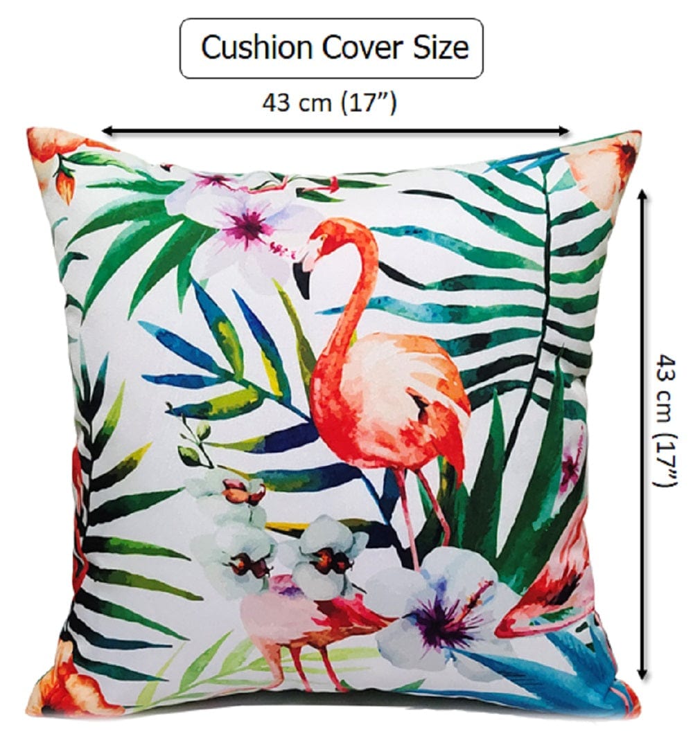 OLIVIA ROCCO Flamingo Waterproof Cushion Covers 43x43 cm Reversible Breathable Decorative Indoor Outdoor for Patio Garden Sofa Bed Chair