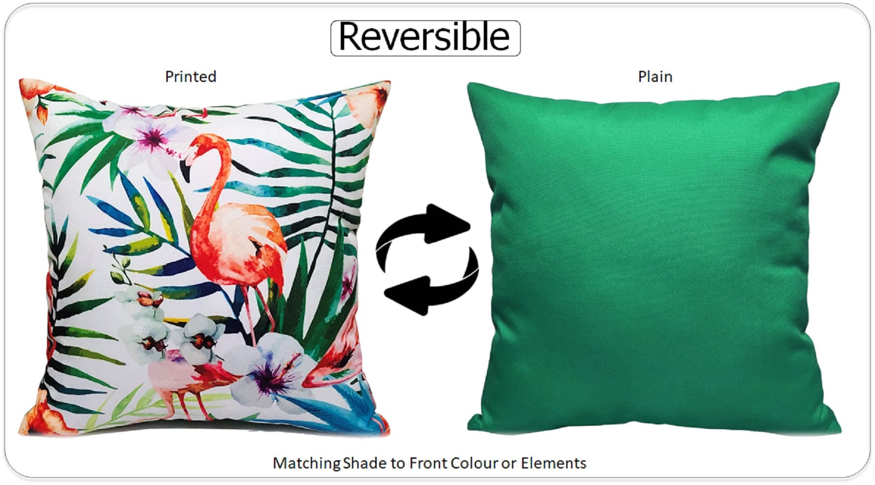 OLIVIA ROCCO Flamingo Waterproof Cushion Covers 43x43 cm Reversible Breathable Decorative Indoor Outdoor for Patio Garden Sofa Bed Chair