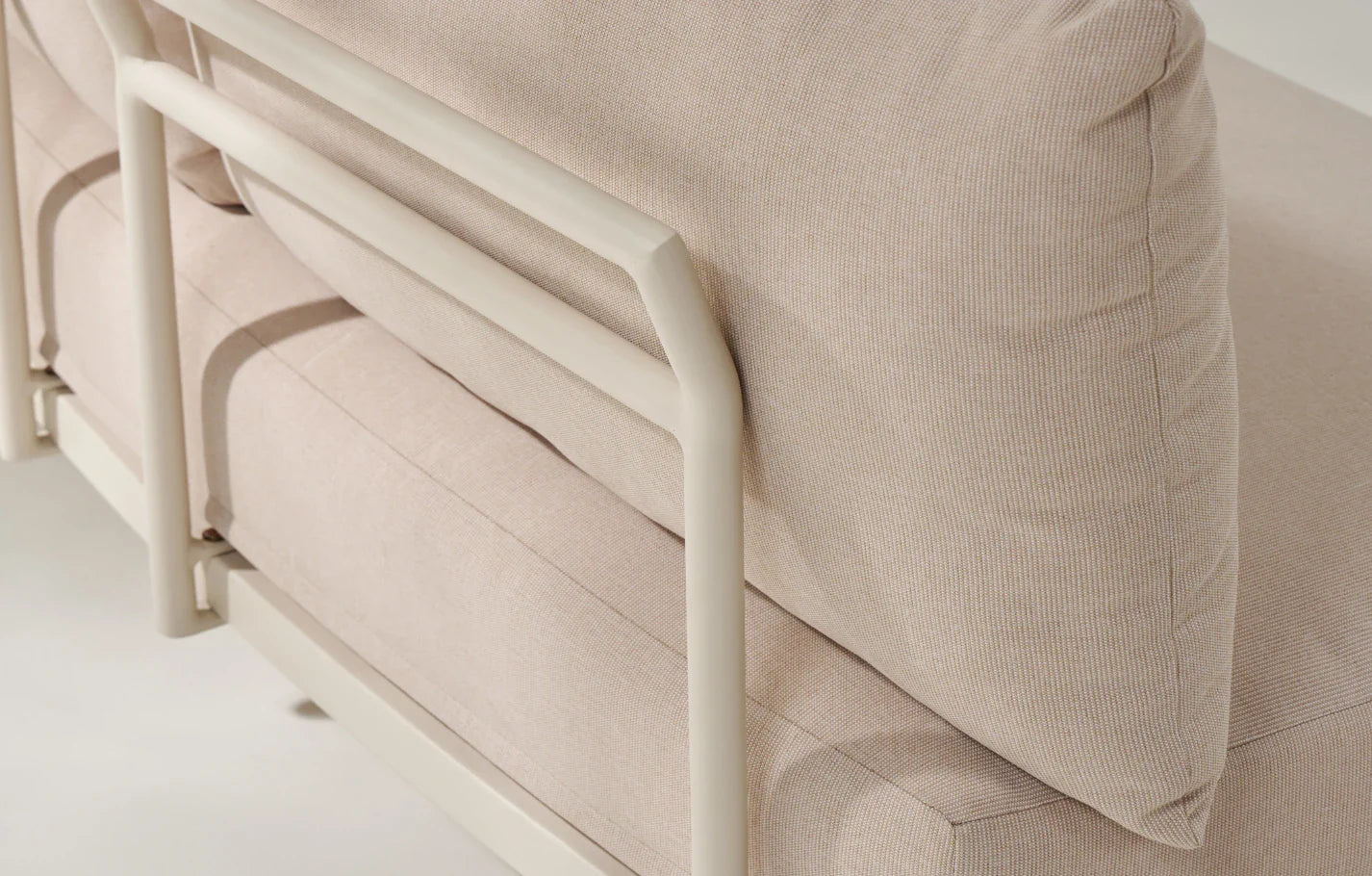 Kiki Beige 3-Seater Organic Garden Chaise Sofa