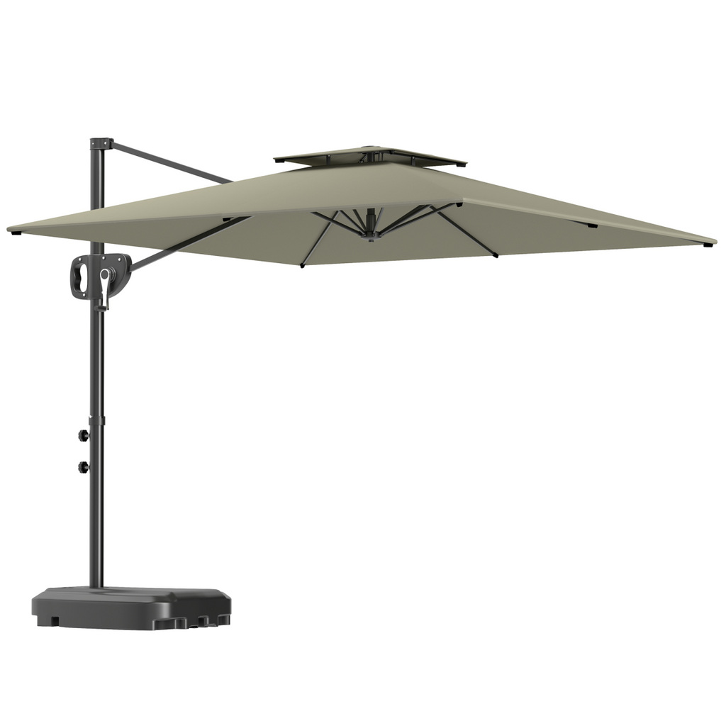 Outsunny Garden Cantilever Parasol w/ Weighted Base Tilt Crank