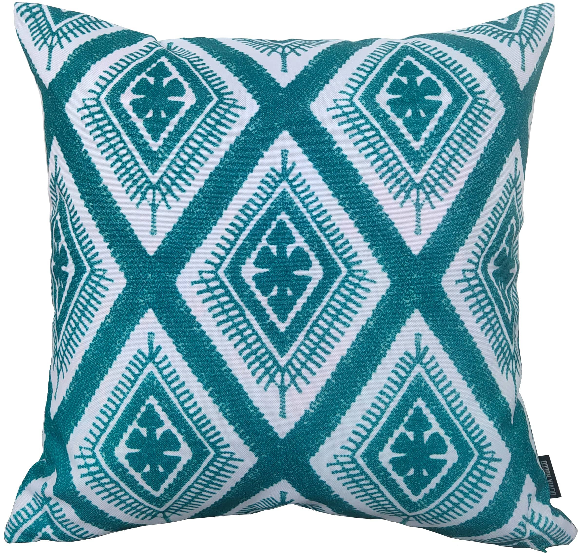OLIVIA ROCCO Meze Teal Waterproof Cushion Covers 43 x 43 cm Reversible Breathable Indoor Outdoor Decorative Cover for Patio Garden Sofa Bed Chair