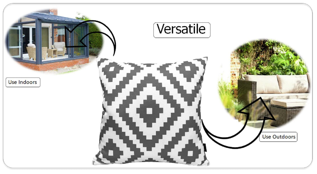 OLIVIA ROCCO Nairobi Charcoal Waterproof Cushion Covers 43 x 43 Cm Reversible Breathable Indoor Outdoor Patio Garden Sofa Bed Chair