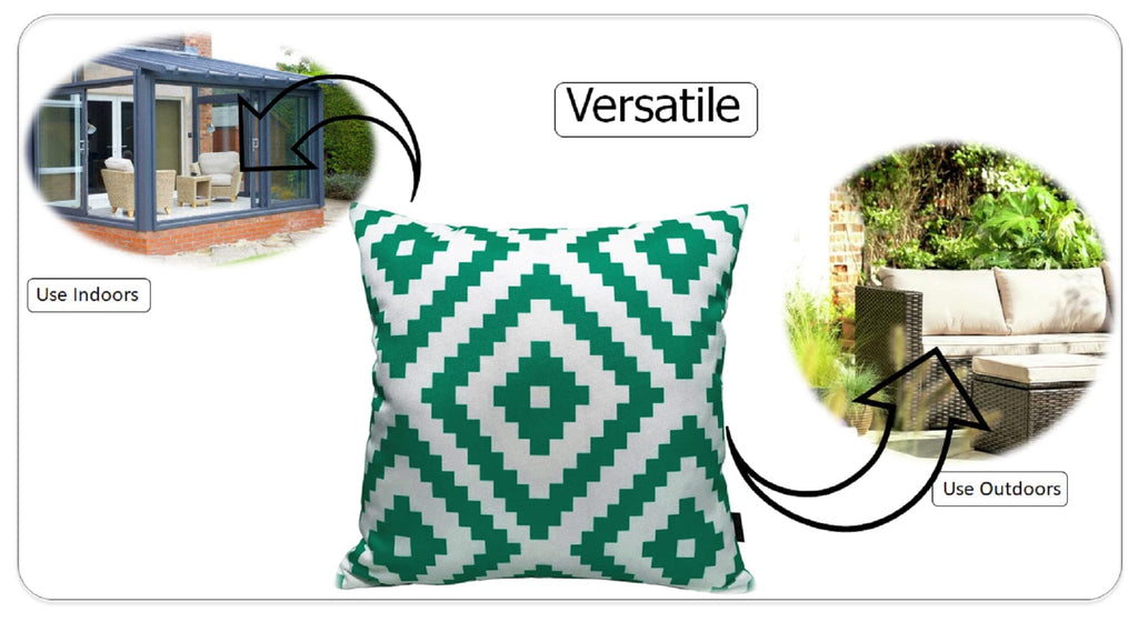 OLIVIA ROCCO Nairobi Lime Green Waterproof Decorative Cushion Covers 43 x 43 cm Reversible Breathable For Indoor And Outdoor Use