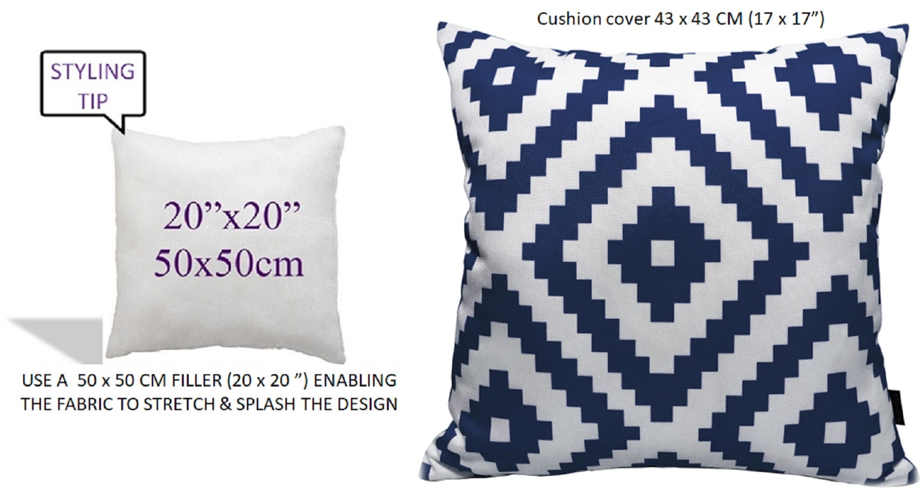OLIVIA ROCCO Nairobi Navy Waterproof Outdoor Cushion Covers 43x43 CM Weather-Resistant Decorative Cushions For Patio And Garden