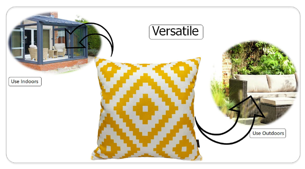 OLIVIA ROCCO Nairobi Ochre Waterproof Outdoor Cushion Covers 43 X 43 cm Weather Resistant for Patio Garden Cushions Indoor and Outdoor Use
