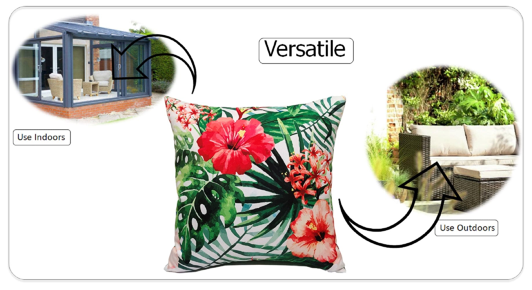 OLIVIA ROCCO Gardenia Waterproof Cushion Covers 43 x 43 cm, Reversible, Breathable, Indoor and Outdoor Use For Patio, Garden, Sofa, Bed, Chair