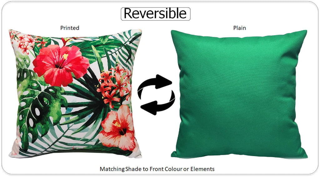 OLIVIA ROCCO Gardenia Waterproof Cushion Covers 43 x 43 cm, Reversible, Breathable, Indoor and Outdoor Use For Patio, Garden, Sofa, Bed, Chair