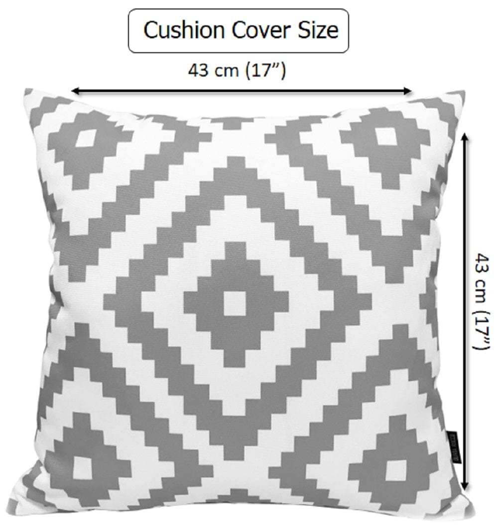 OLIVIA ROCCO Nairobi Silver Waterproof Cushion Covers 43 x 43 cm Reversible Indoor Outdoor Breathable Patio Garden Sofa Bed Chair